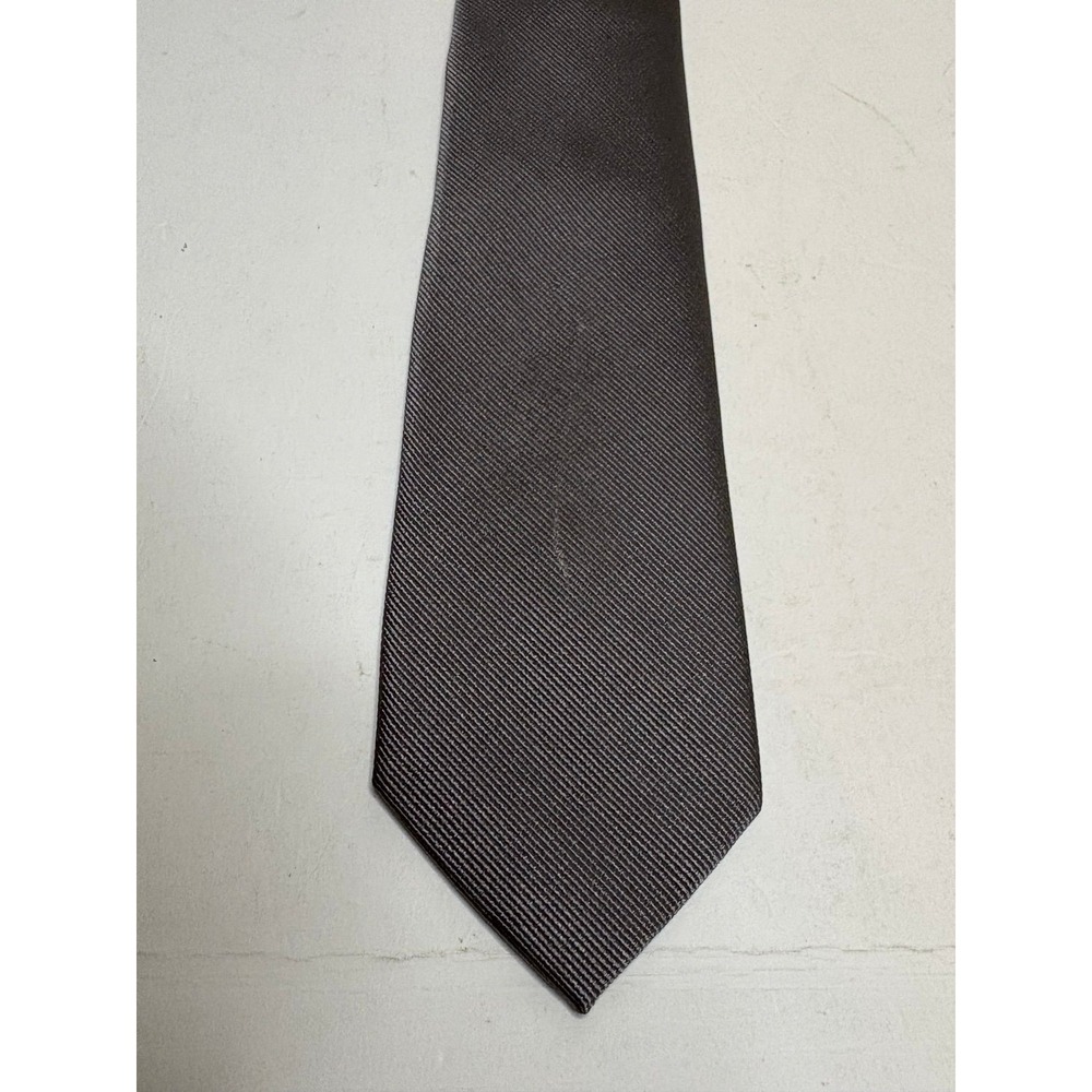 The Tie Bar Mens Silk Tie Charcoal Gray Solid Twill Stain Resistant Business 3"